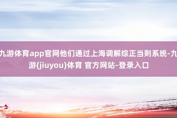 九游体育app官网他们通过上海调解综正当则系统-九游(jiuyou)体育 官方网站-登录入口